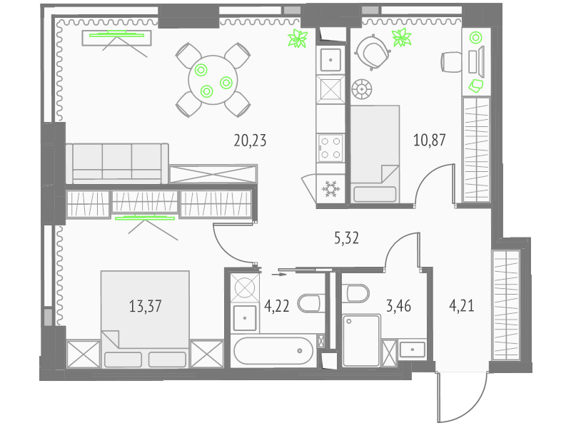 3 ккв (Евро) 61,7 м²