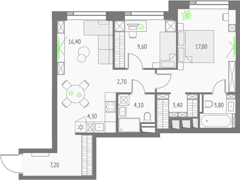 3 ккв (Евро) 68,5 м²