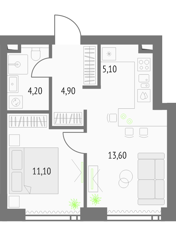 2 ккв (Евро) 39,7 м²