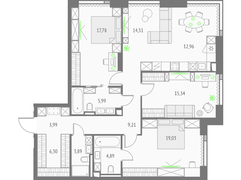4 ккв (Евро) 113,9 м²