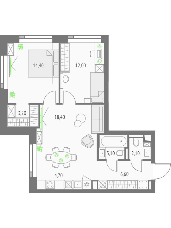 3 ккв (Евро) 64,5 м²