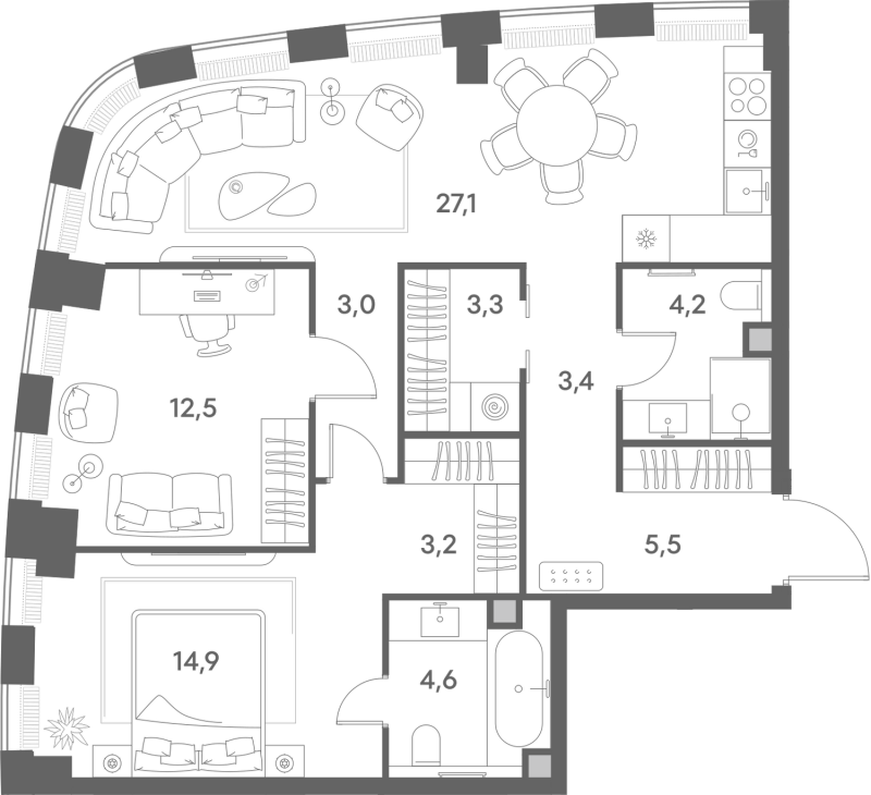 3 ккв (Евро) 81,7 м²