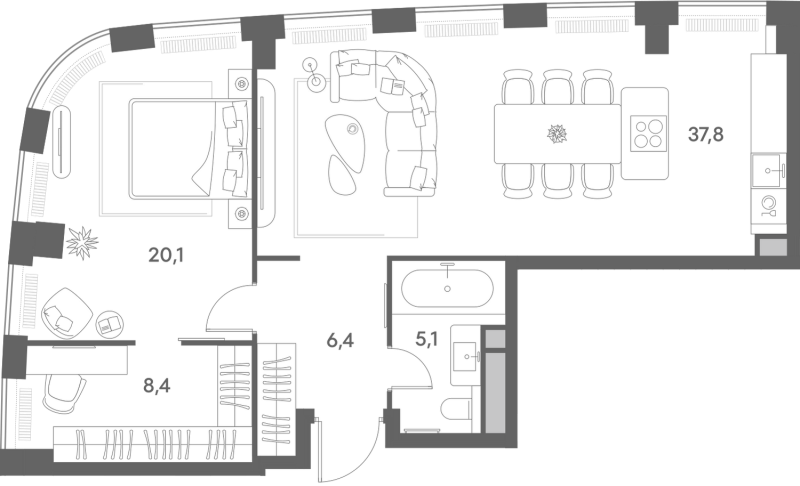 2 ккв (Евро) 77,8 м²