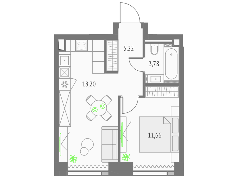 2 ккв (Евро) 38,9 м²