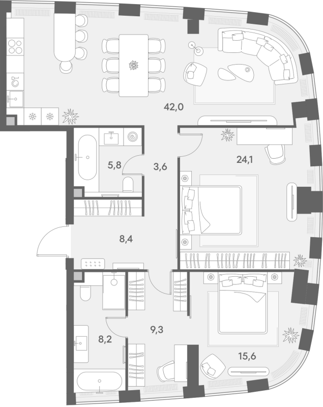 3 ккв (Евро) 116,9 м²