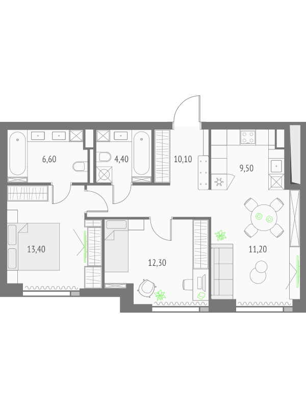 3 ккв (Евро) 67,5 м²