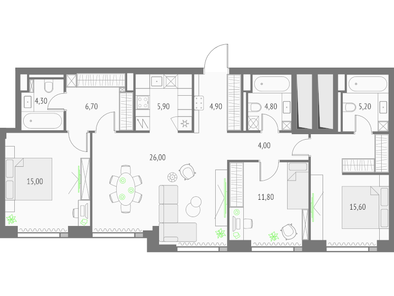 4 ккв (Евро) 104,2 м²