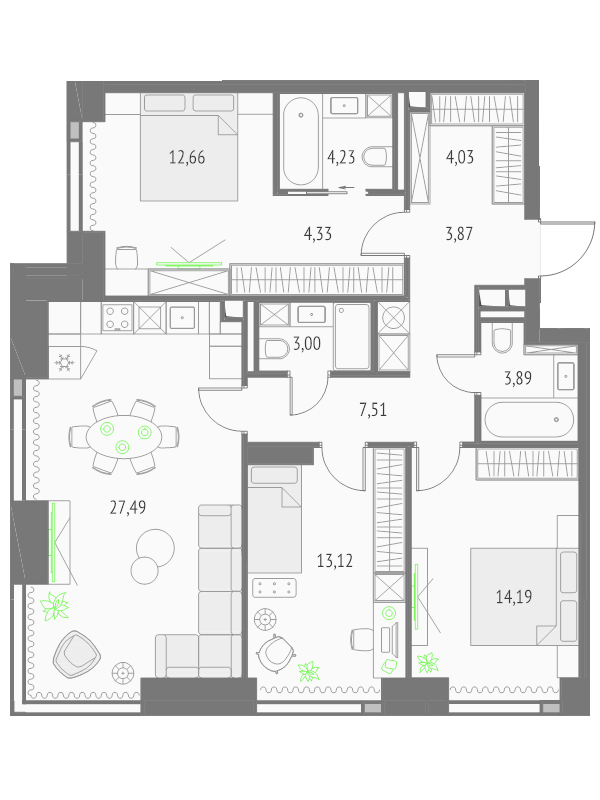 4 ккв (Евро) 98,3 м²