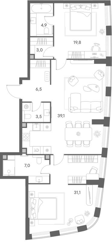 3 ккв (Евро) 114,9 м²