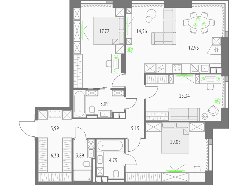 4 ккв (Евро) 113,7 м²