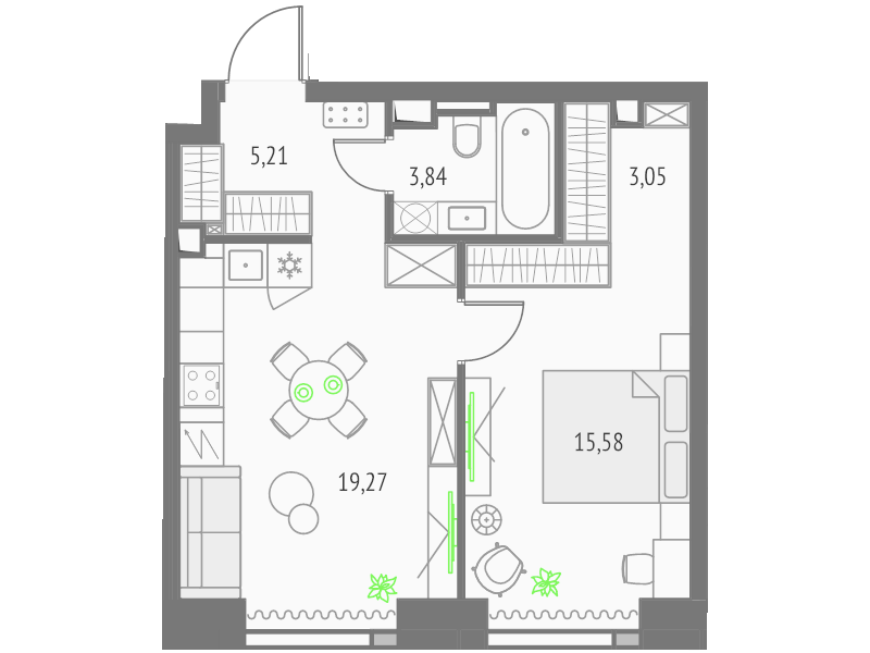 2 ккв (Евро) 47 м²