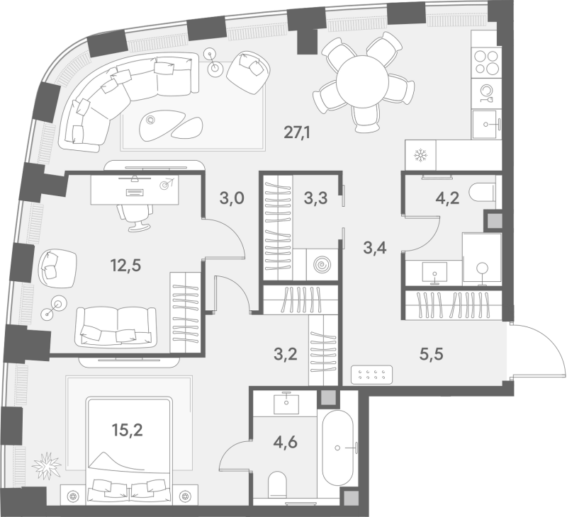 3 ккв (Евро) 82 м²