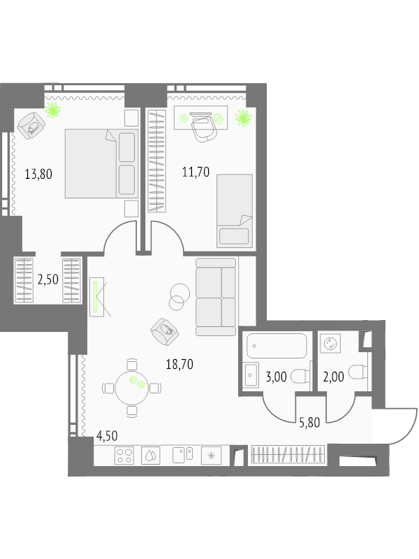 3 ккв (Евро) 63,7 м²