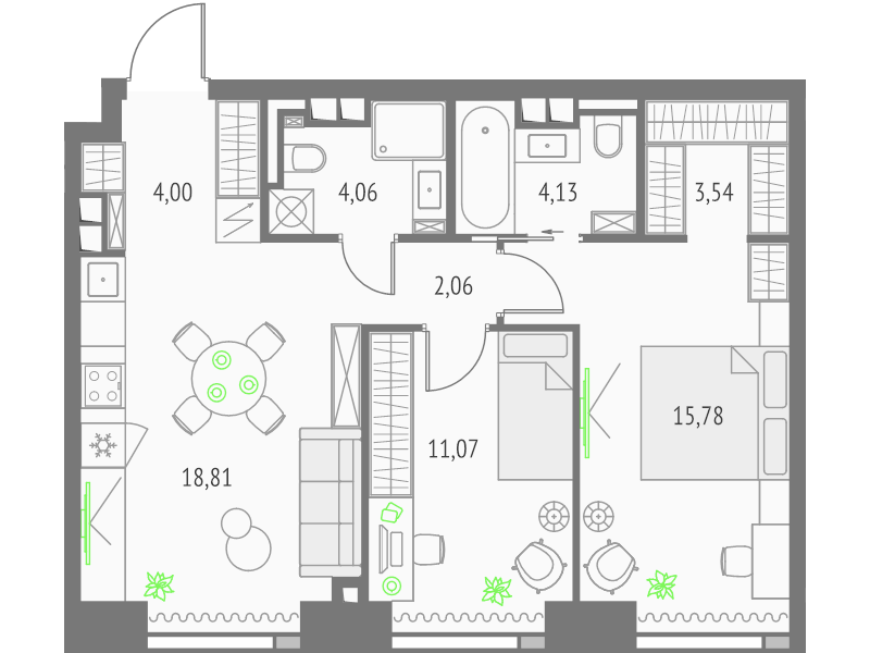 3 ккв (Евро) 63,5 м²