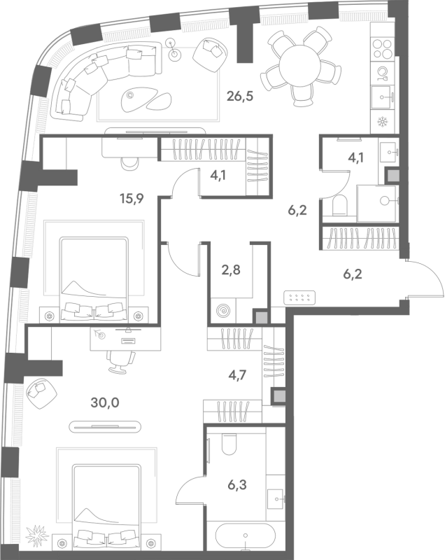 3 ккв (Евро) 106,8 м²