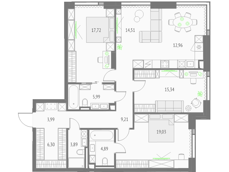 4 ккв (Евро) 113,8 м²