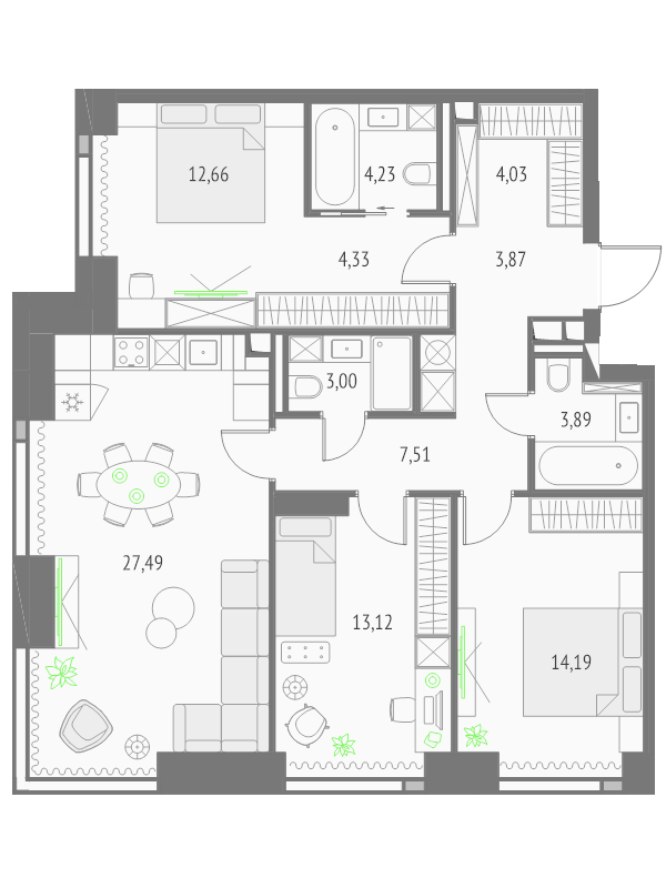 4 ккв (Евро) 98 м²