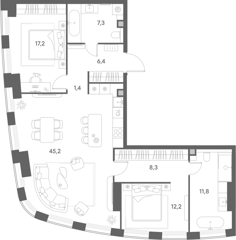 3 ккв (Евро) 109,8 м²