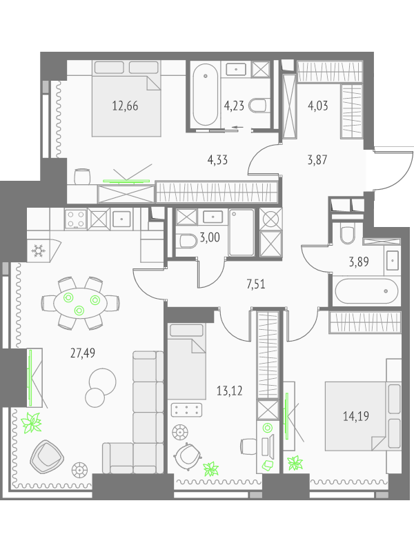 4 ккв (Евро) 98,3 м²