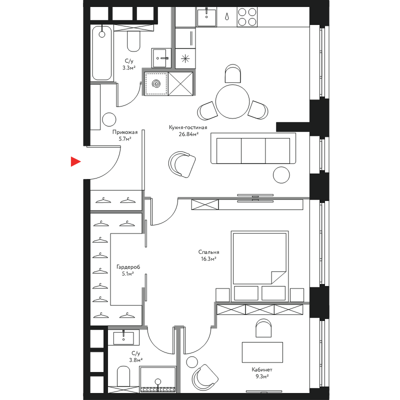 3 ккв (Евро) 70,3 м²