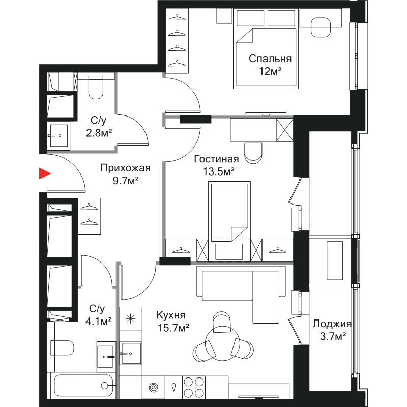 3 ккв (Евро) 61,5 м²