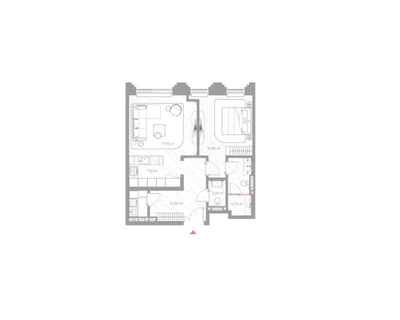 2 ккв (Евро) 61,7 м²
