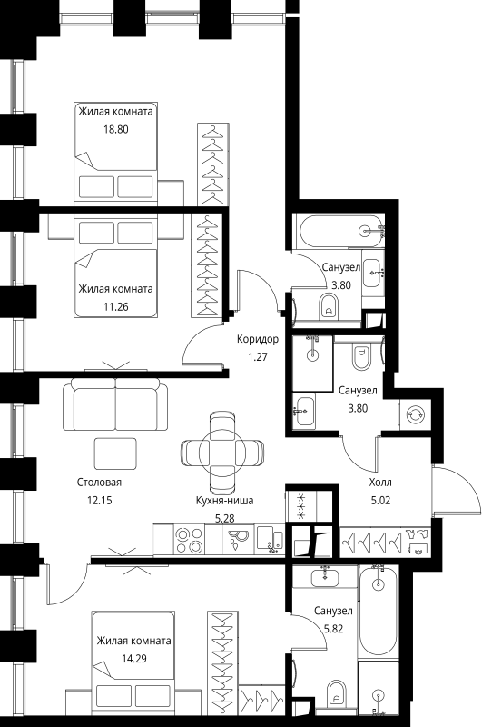 4 ккв (Евро) 81,5 м²