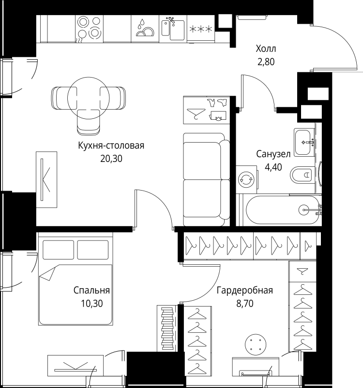 2 ккв (Евро) 46,5 м²