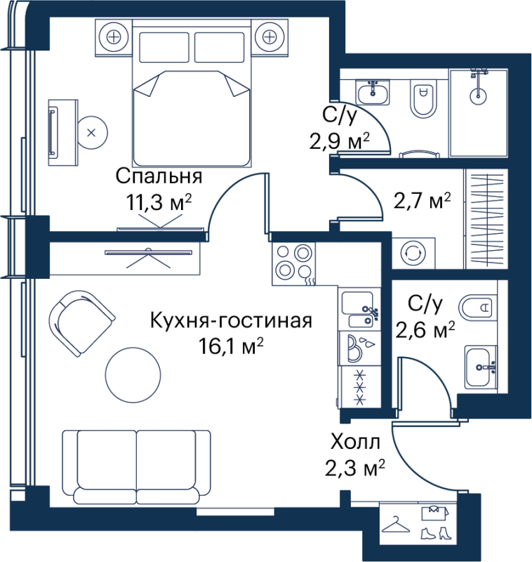 2 ккв (Евро) 37,8 м²