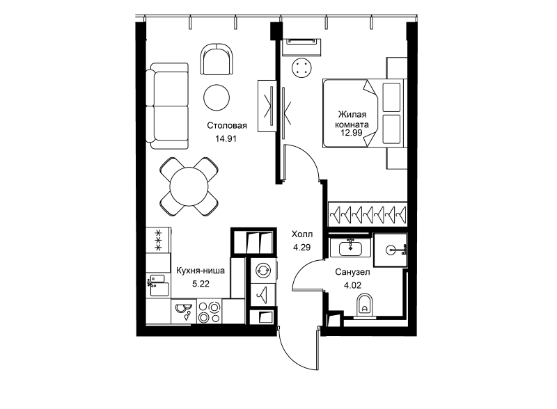 2 ккв (Евро) 41,4 м²