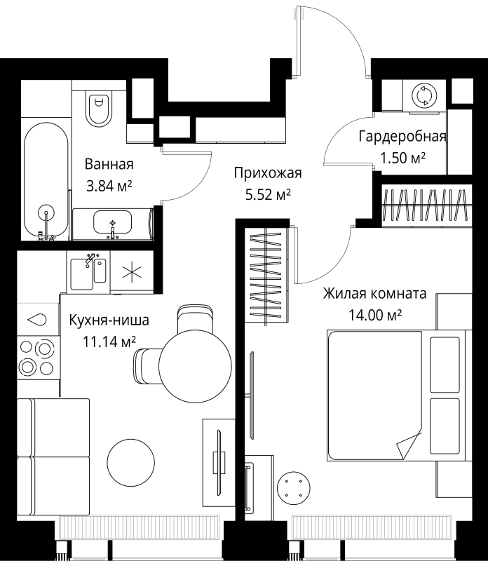 1 ккв 36 м²
