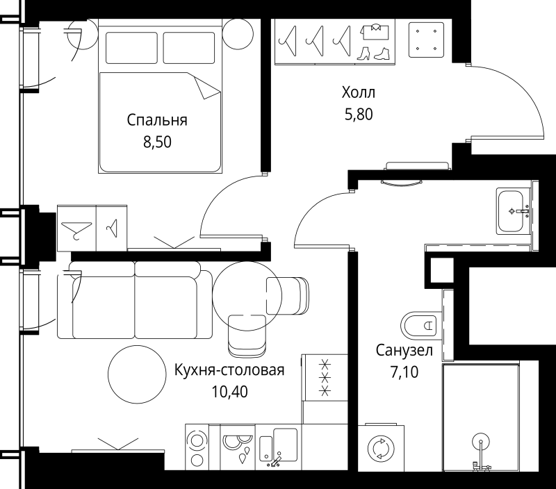 1 ккв 31,8 м²