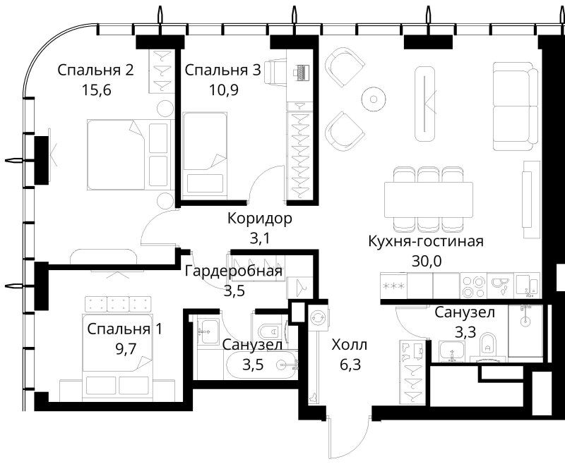 4 ккв (Евро) 85,9 м²