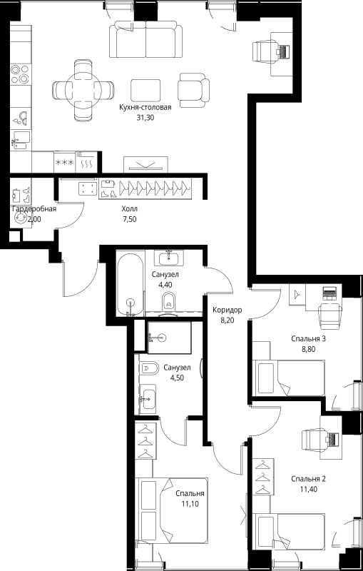 4 ккв (Евро) 89,2 м²