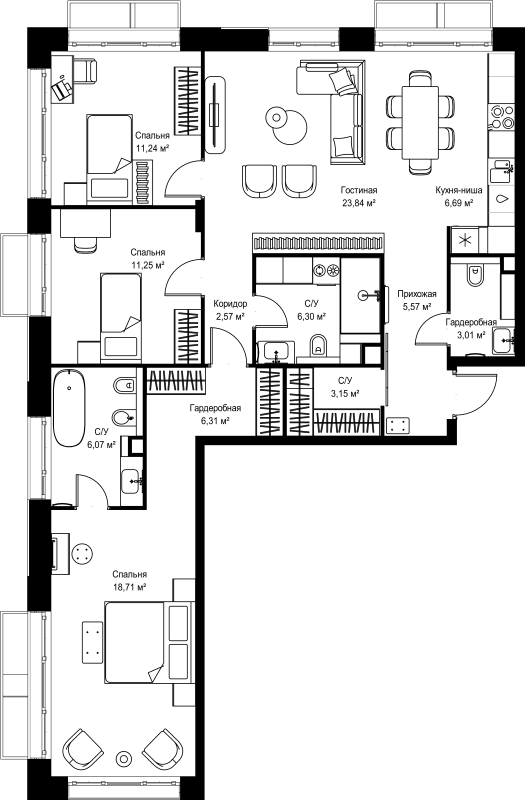 4 ккв (Евро) 104,7 м²