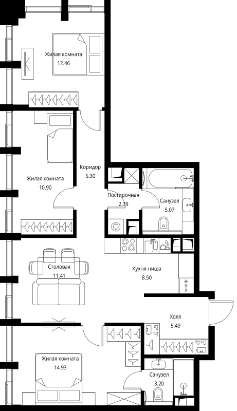4 ккв (Евро) 79,7 м²