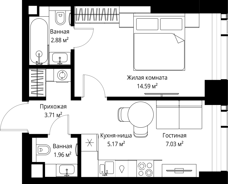 1 ккв 35,3 м²