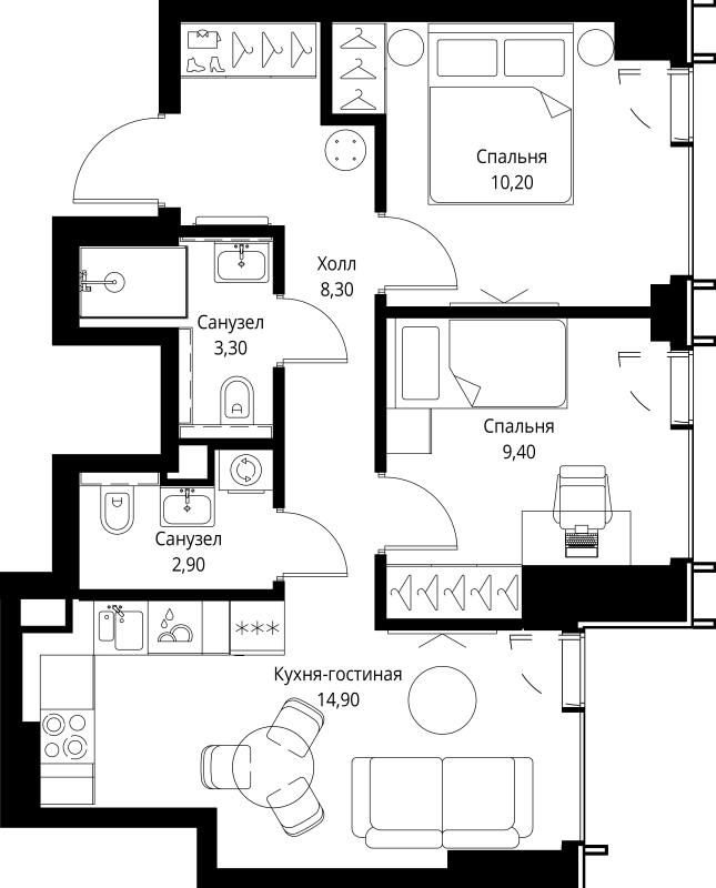 2 ккв 50,4 м²