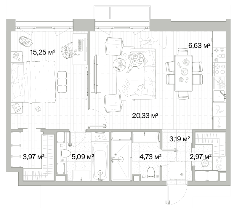 2 ккв (Евро) 62,2 м²