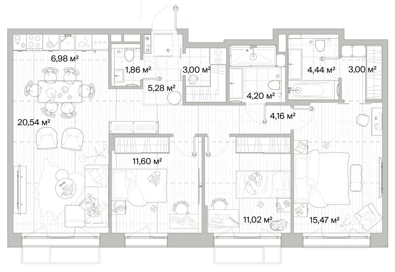 4 ккв (Евро) 91,6 м²