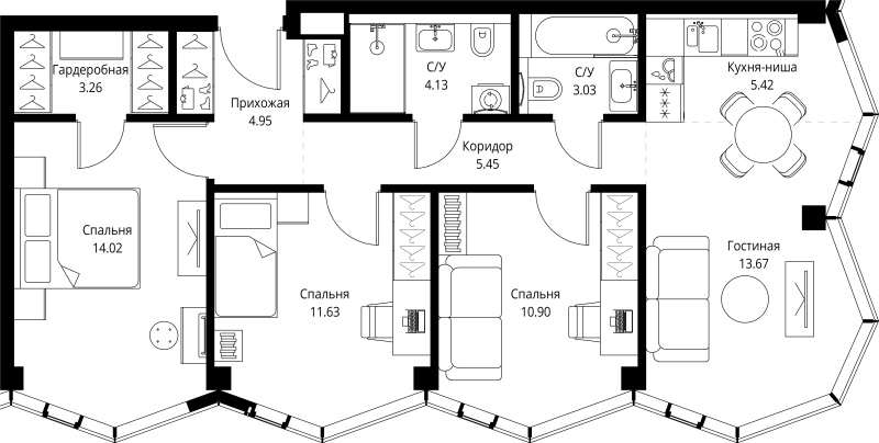 4 ккв (Евро) 76,5 м²