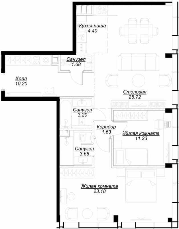 3 ккв (Евро) 84,3 м²
