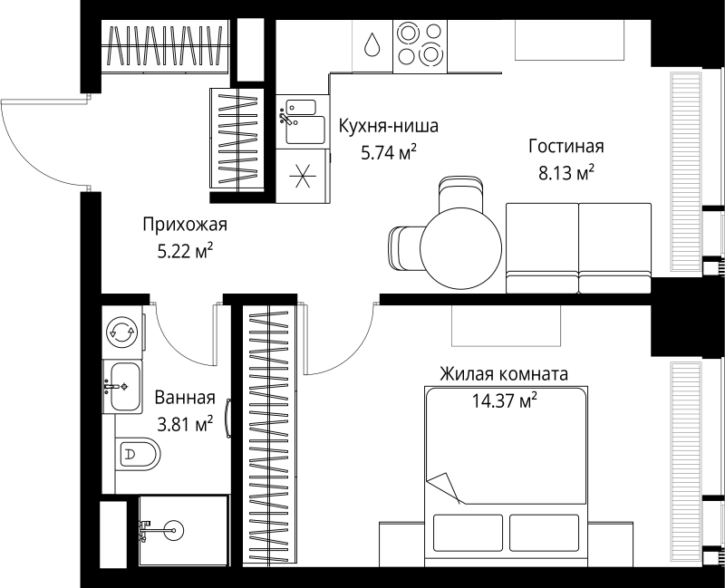 1 ккв 37,3 м²