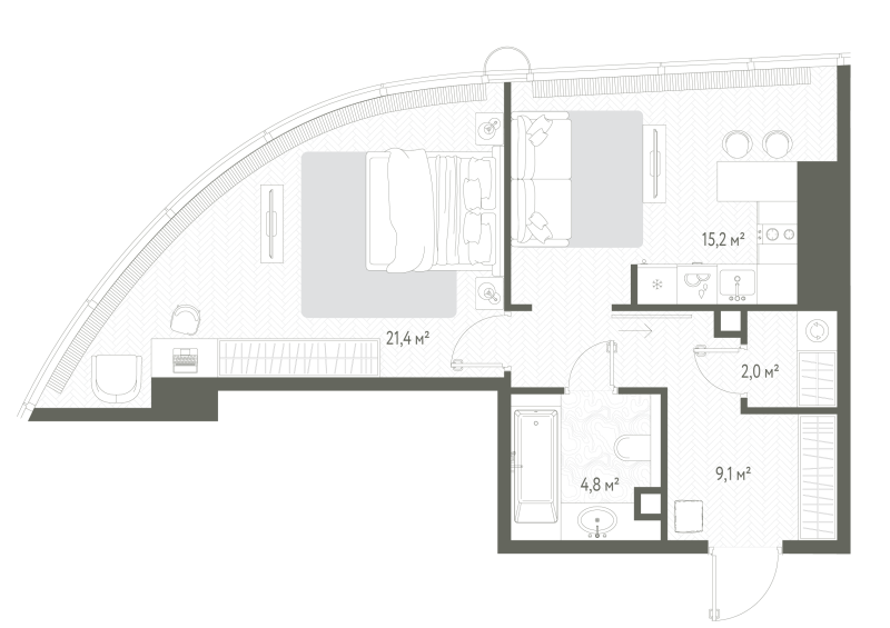 2 ккв (Евро) 52,5 м²