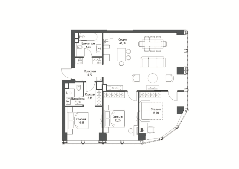 4 ккв (Евро) 100,8 м²