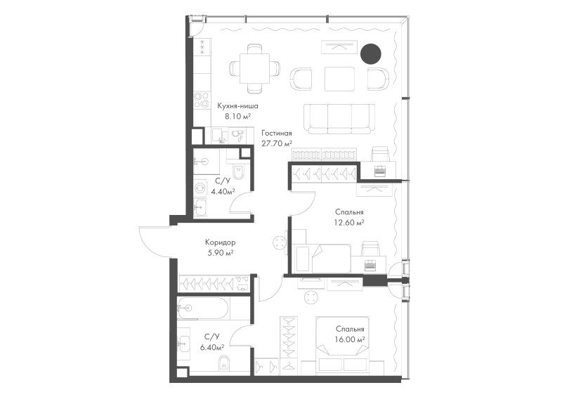 3 ккв (Евро) 81,1 м²