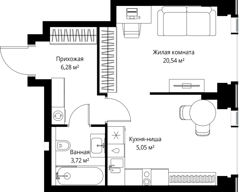 1 ккв 35,6 м²