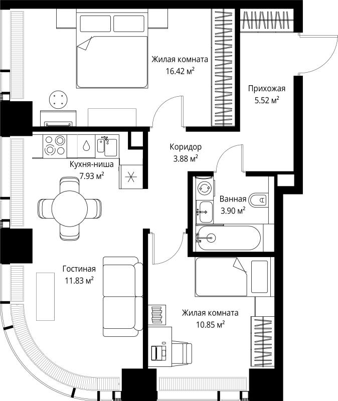 3 ккв (Евро) 60,3 м²
