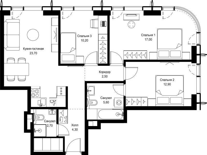 4 ккв (Евро) 78,9 м²