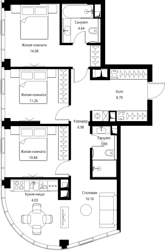4 ккв (Евро) 80,8 м²
